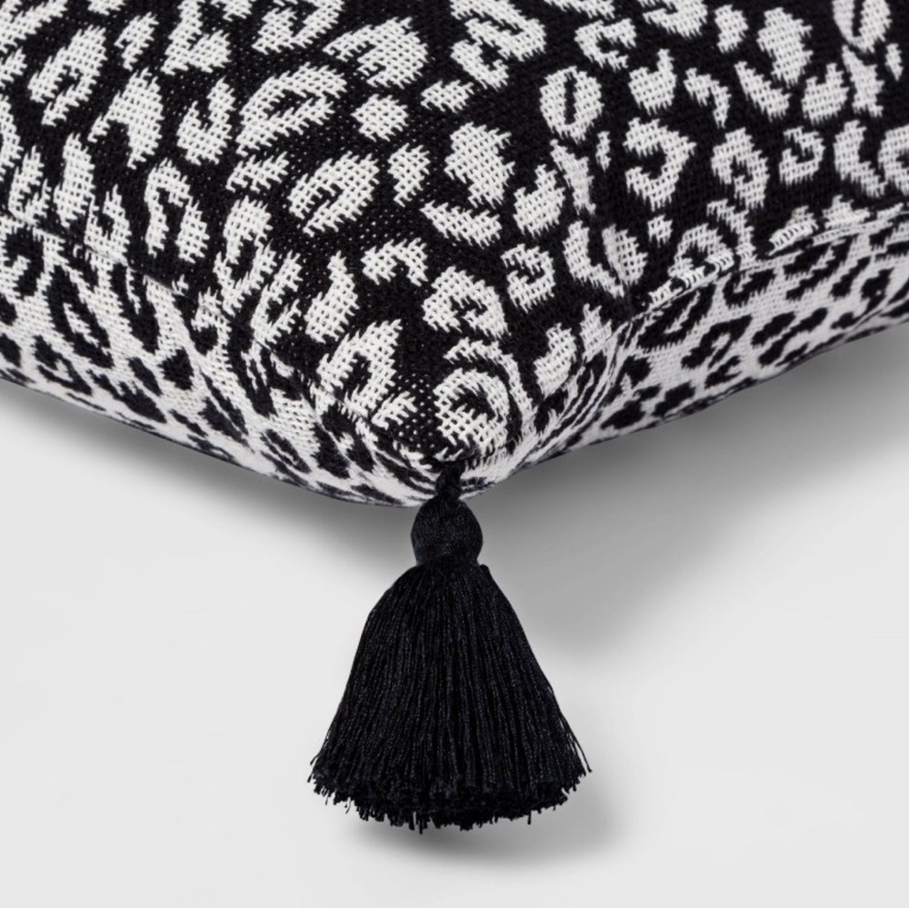 Textured Woven Animal Pattern SquareThrow Pillow Black/Cream - Opalhouse